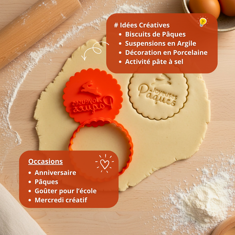 Emporte-pièce Joyeuses Pâques rond cannelé lapin – biscuit