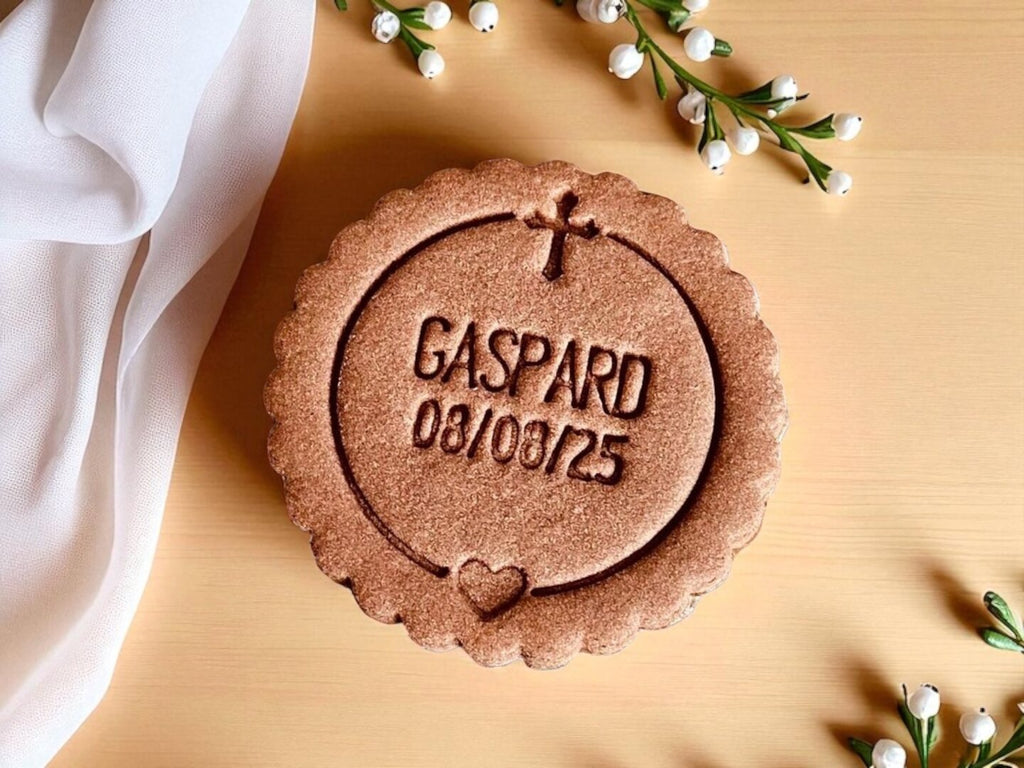 Emporte-pièce baptême personnalisé cadeaux invités biscuits personnalisés