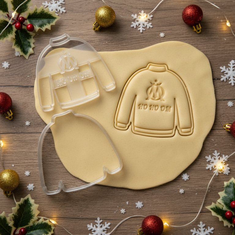 Emporte-pièce Pull de Noël OM – Esprit festif et passion marseillaise