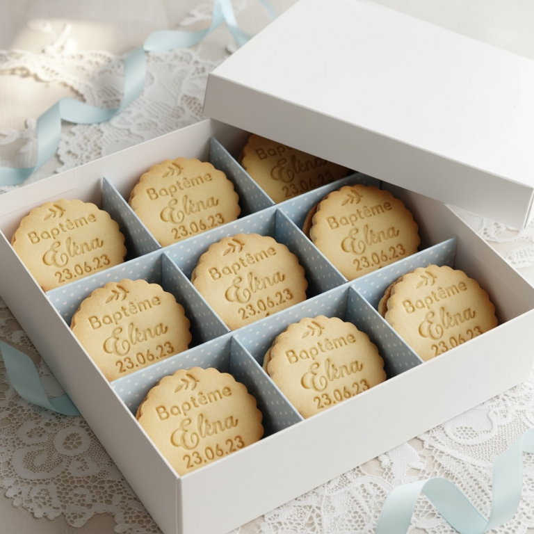 Emporte-pièce Baptême personnalisé cadeaux invités biscuits personnalisés eliso