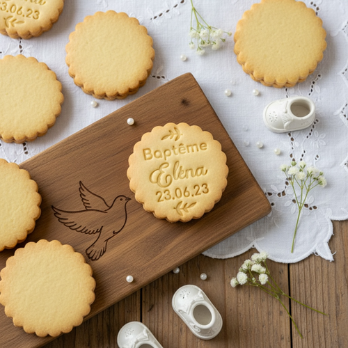 Emporte-pièce Baptême personnalisé cadeaux invités biscuits personnalisés eliso