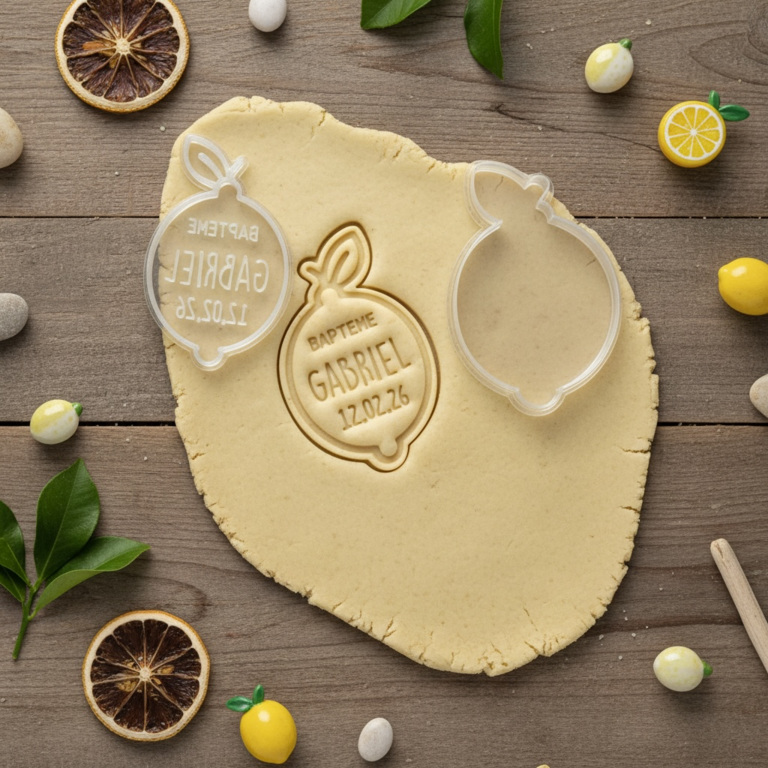 Emporte-pièce Citron Baptême Personnalisé avec Prénom et Date