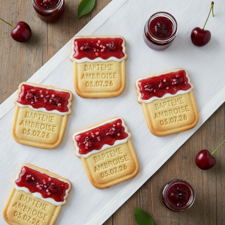Emporte-pièce personnalisé baptême – Pot de confiture – CADEAUX invités