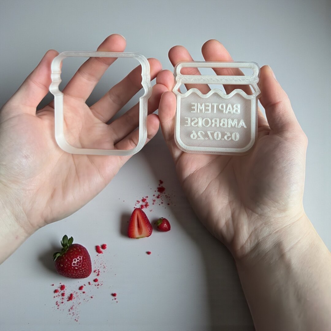 Emporte-pièce personnalisé baptême – Pot de confiture – CADEAUX invités