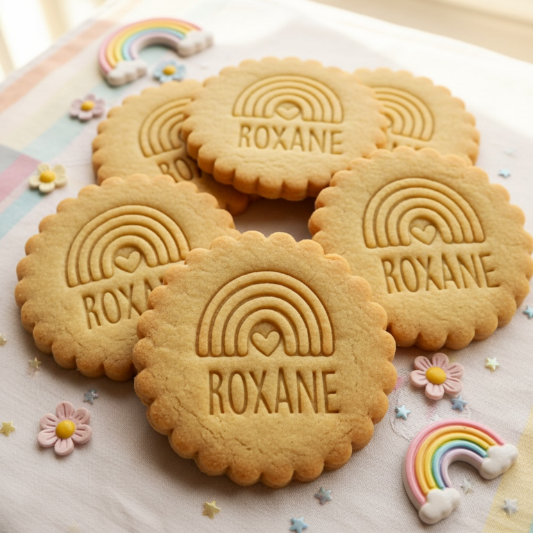 Emporte-pièce Arc-en-ciel Personnalisé avec Prénom | Biscuit Unique