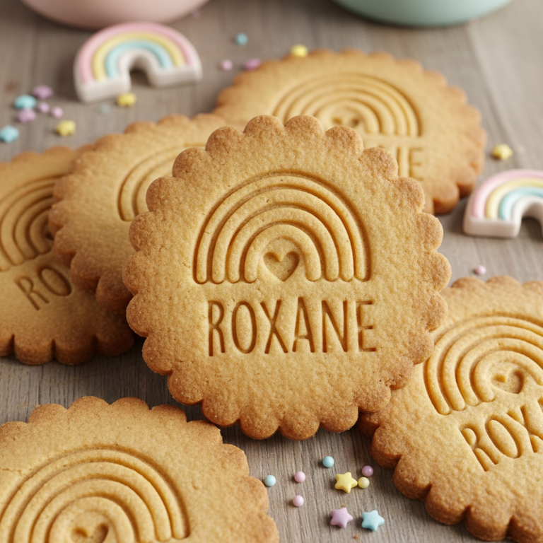 Emporte-pièce Arc-en-ciel Personnalisé avec Prénom | Biscuit Unique