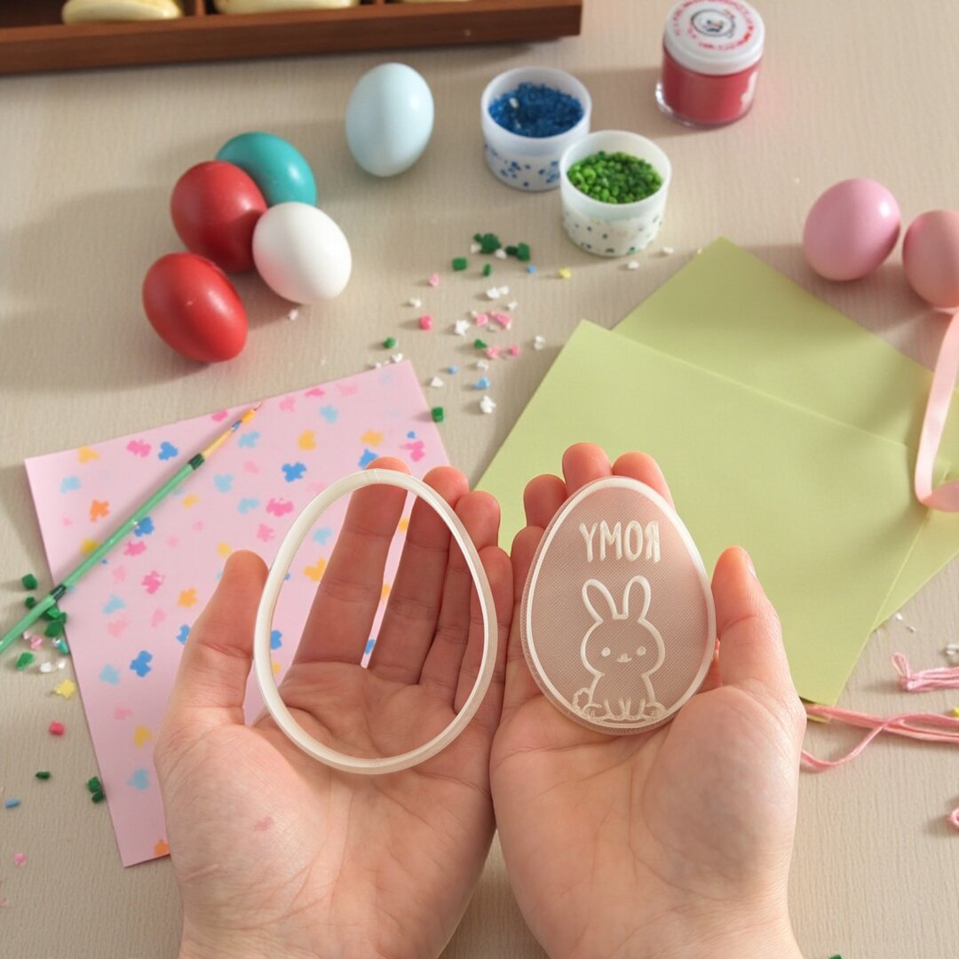 Emporte-pièce Œuf de Pâques personnalisé avec petit lapin