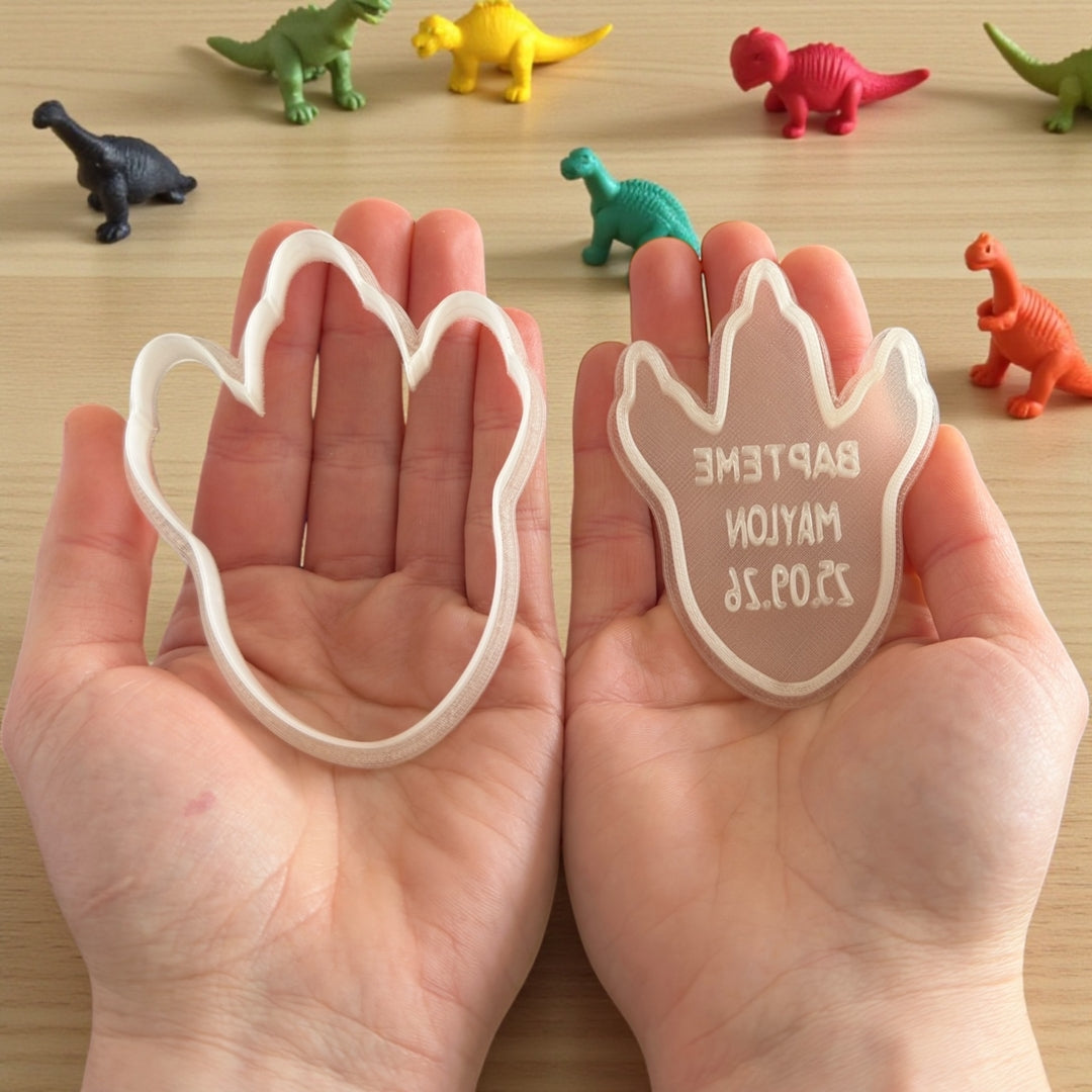 Emporte-pièce dinosaure personnalisé – Baptême enfant original