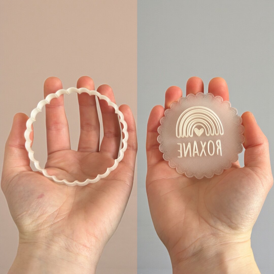Emporte-pièce Arc-en-ciel Personnalisé avec Prénom | Biscuit Unique