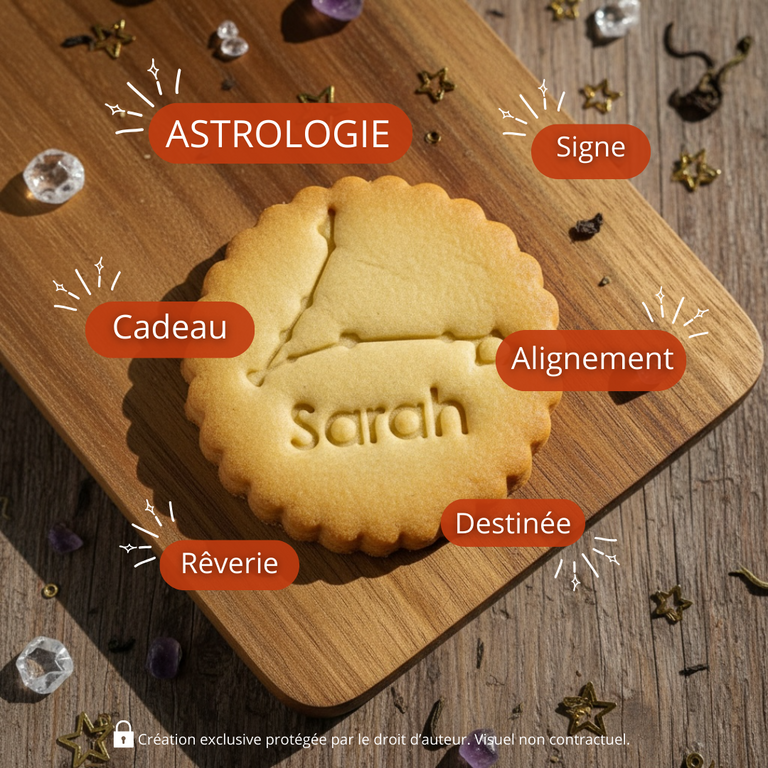 Emporte-pièce Constellation Poissons – Biscuits personnalisés avec prénom et cœurs astrologiques