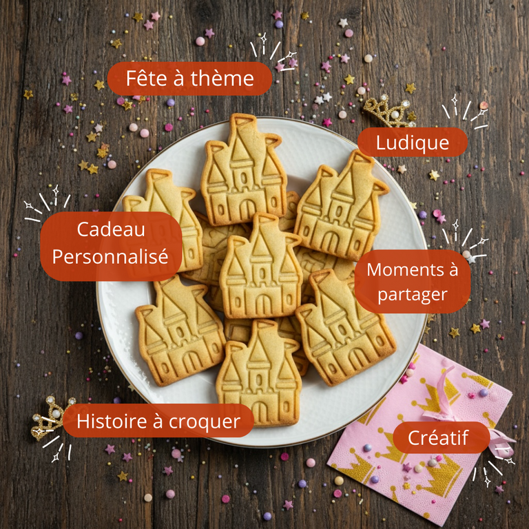 Kit 4 Mini Emporte-Pièces Conte de Fées – Princesse, Prince, Château & Couronne