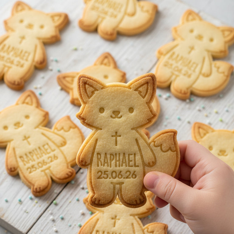 Emporte-pièce baptême personnalisé – Souvenirs gourmands et uniques - thème renard