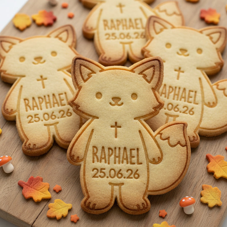 Emporte-pièce baptême personnalisé – Souvenirs gourmands et uniques - thème renard