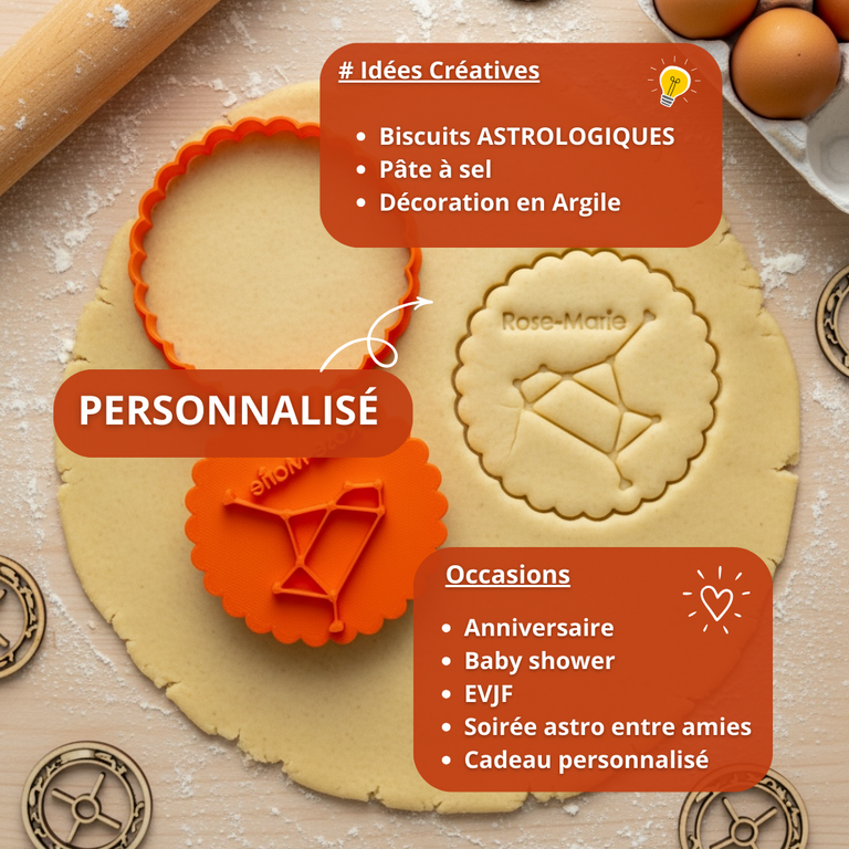 Emporte-pièce sagittaire Personnalisé Prénom | Constellation Zodiac pour Biscuits & Cadeaux Astrologiques