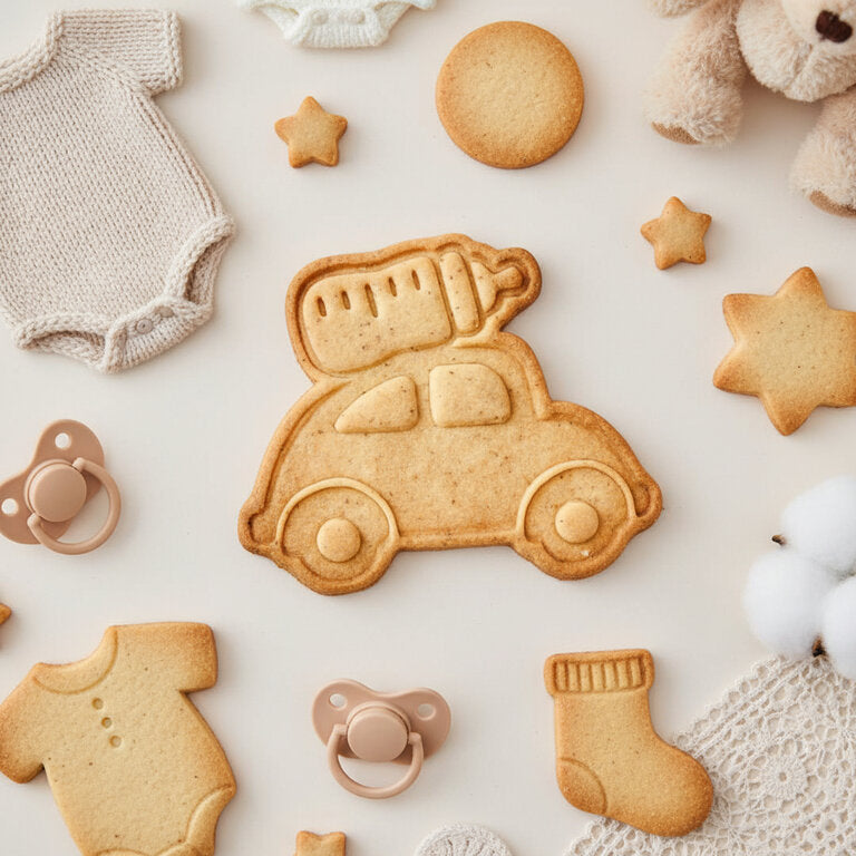 Emporte-pièce voiture biberon baby shower anonce grossesse